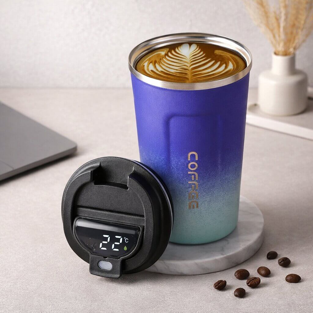 Mug de voyage intelligent avec affichage de la température - Articles de boisson en acier | elesira