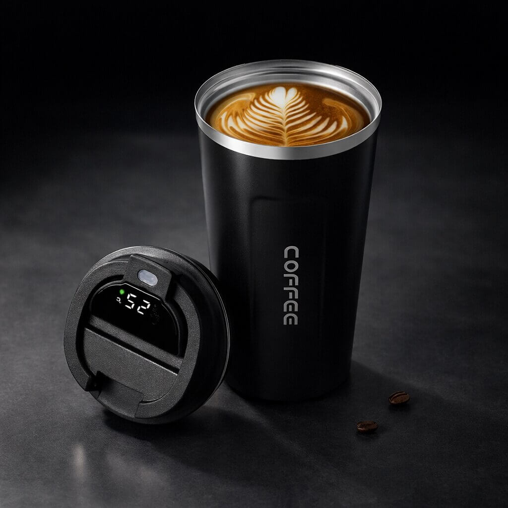 Mug de voyage intelligent avec affichage de la température - Articles de boisson en acier | elesira