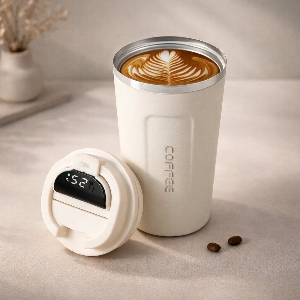 Mug de voyage intelligent avec affichage de la température - Articles de boisson en acier | elesira
