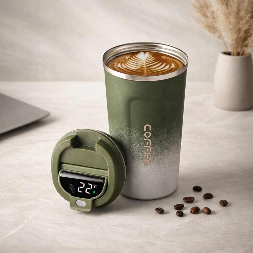 Mug de voyage intelligent avec affichage de la température - Articles de boisson en acier | elesira