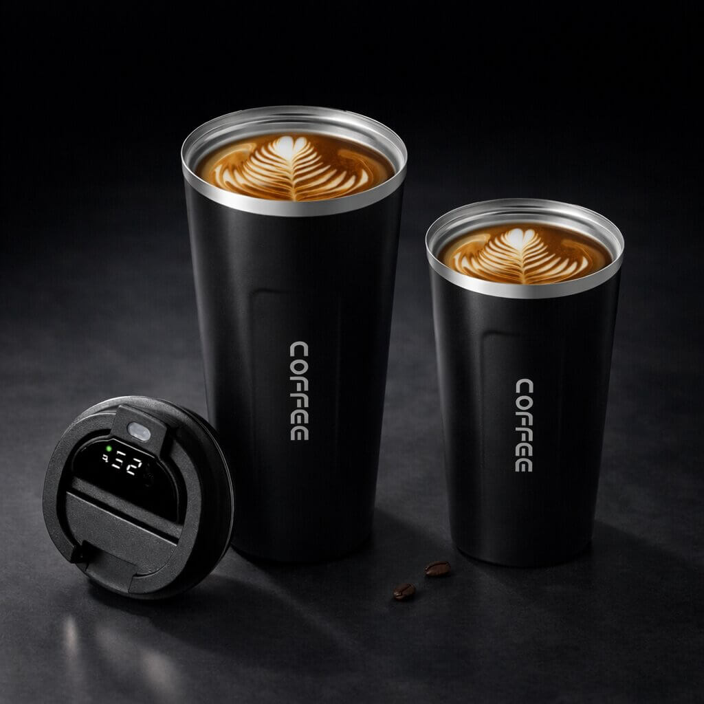 Mug de voyage intelligent avec affichage de la température - Articles de boisson en acier | elesira