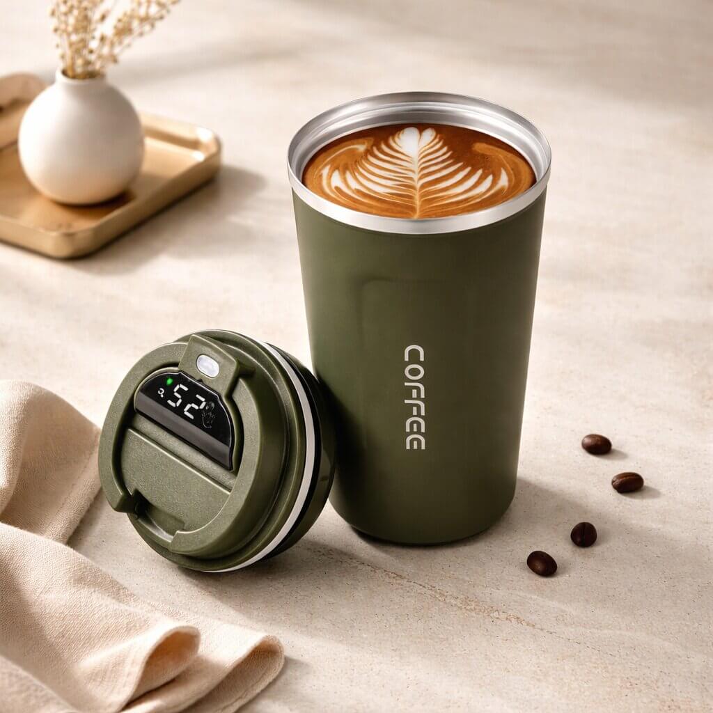 Mug de voyage intelligent avec affichage de la température - Articles de boisson en acier | elesira
