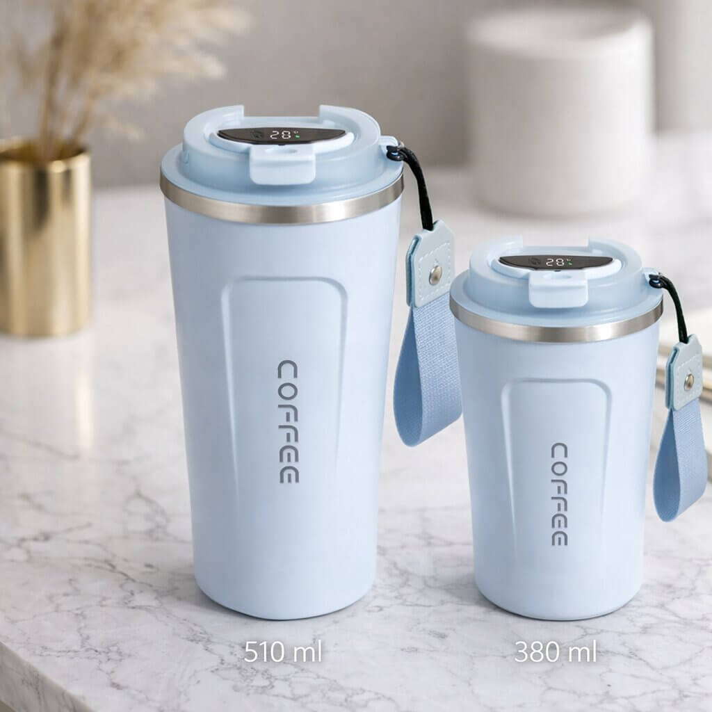 Mug de voyage intelligent avec affichage de la température - Articles de boisson en acier | elesira
