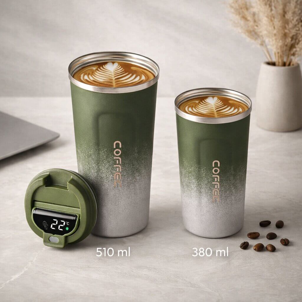 Mug de voyage intelligent avec affichage de la température - Articles de boisson en acier | elesira