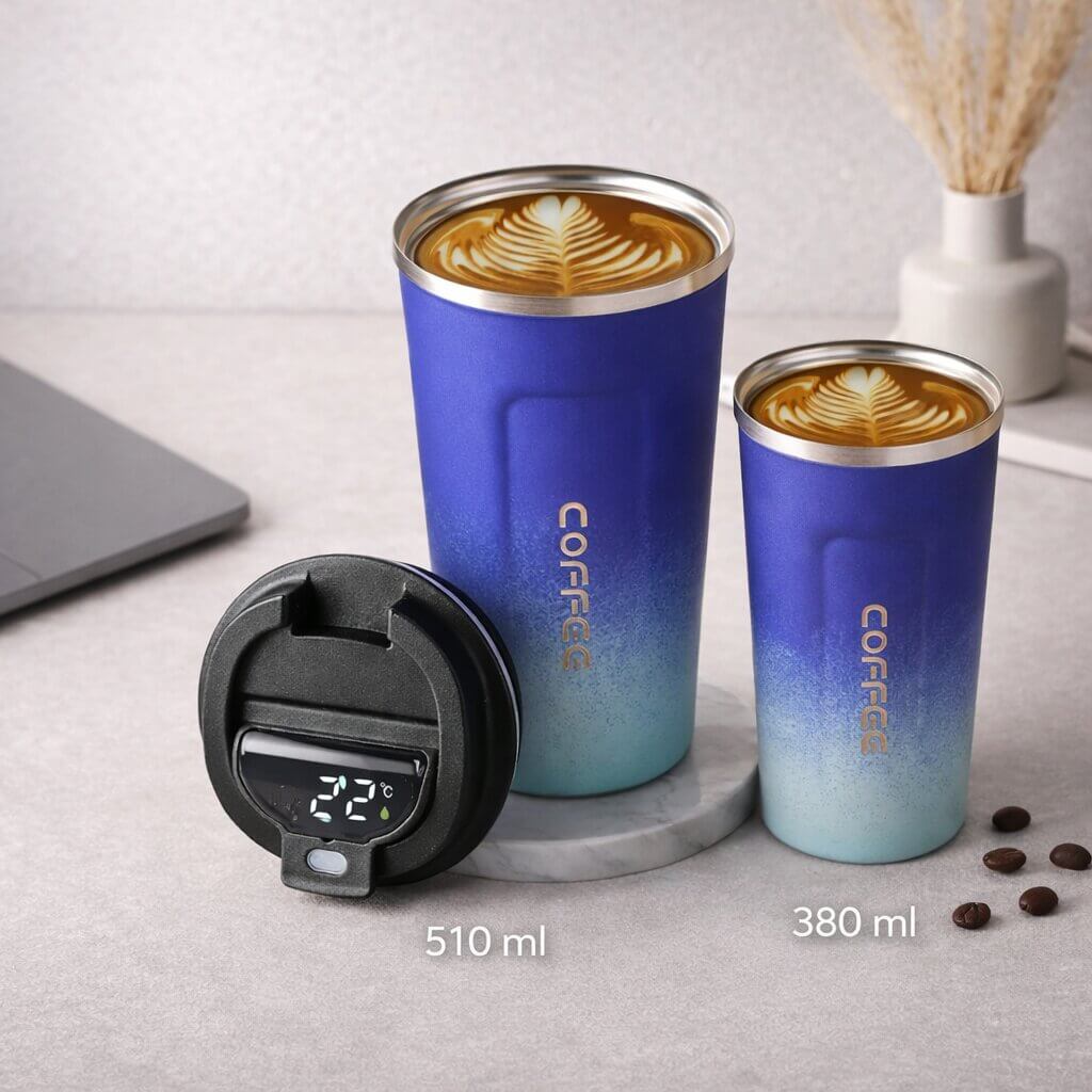 Mug de voyage intelligent avec affichage de la température - Articles de boisson en acier | elesira