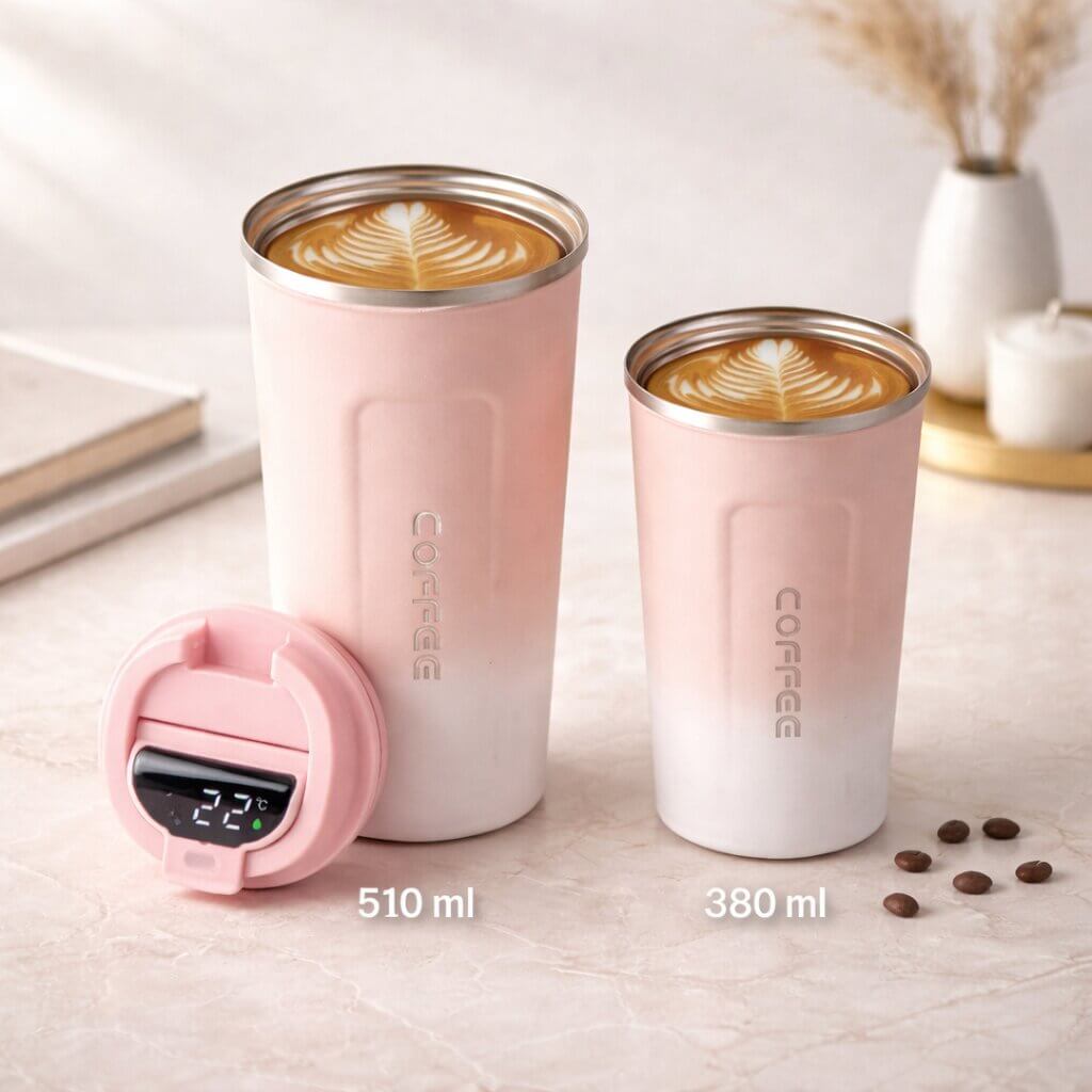 Mug de voyage intelligent avec affichage de la température - Articles de boisson en acier | elesira