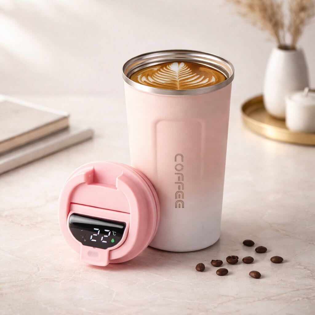 Mug de voyage intelligent avec affichage de la température - Articles de boisson en acier | elesira