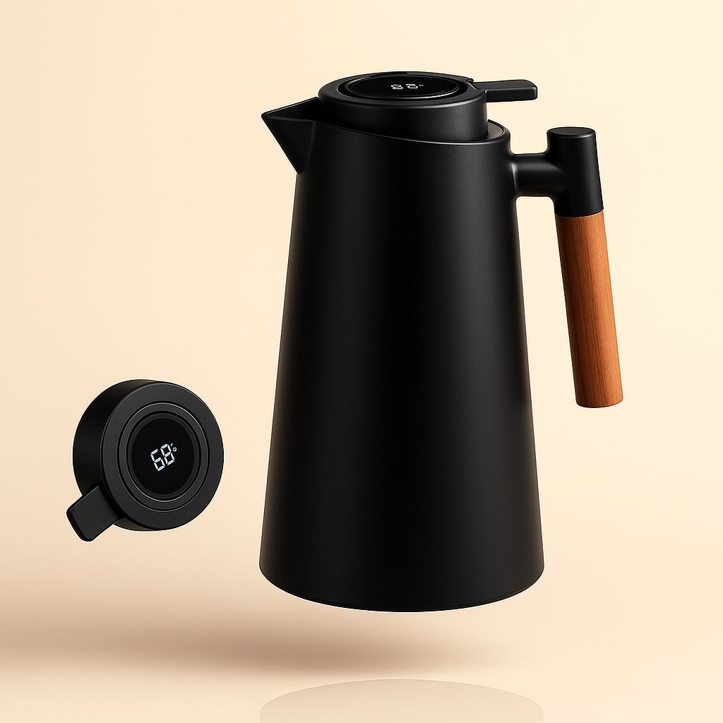 Smart Insulated Carafe with Digital Temperature Indicator - 1L Beverage Jug for Hot & Cold Drinks | elesira