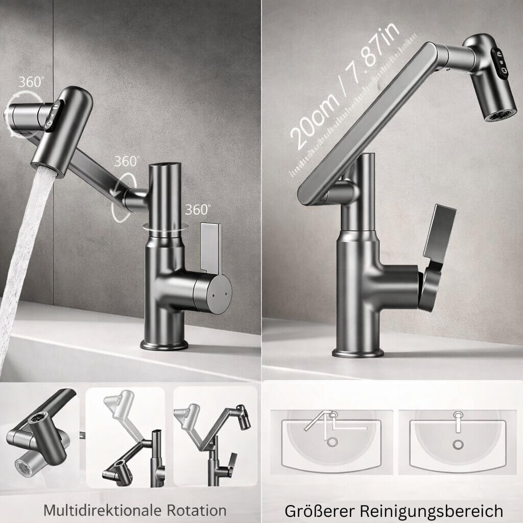 Versatile Kitchen & Bathroom Faucet - Flexible Sink Mixer | elesira